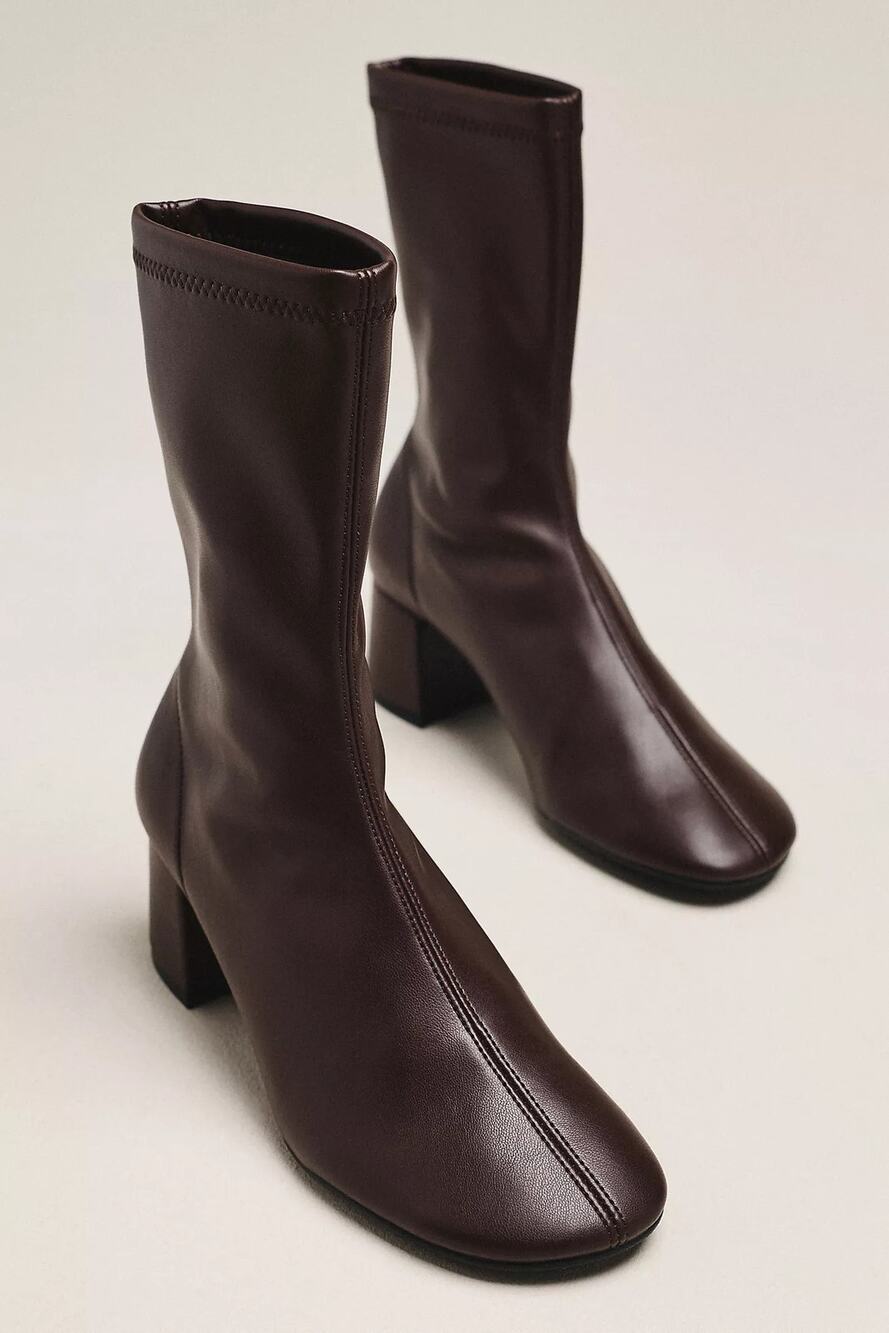 Anthropologie - Mauve Block Heel Sock Boots - US 10 - EU 41 - UK 8